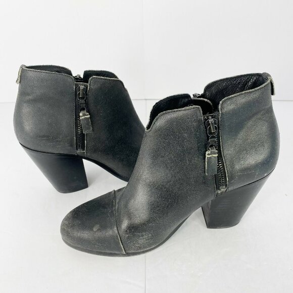 Rag & Bone Boots Womens Size 40 US 10 Margot Black Waxed Suede Ankle Booties - Picture 5 of 7